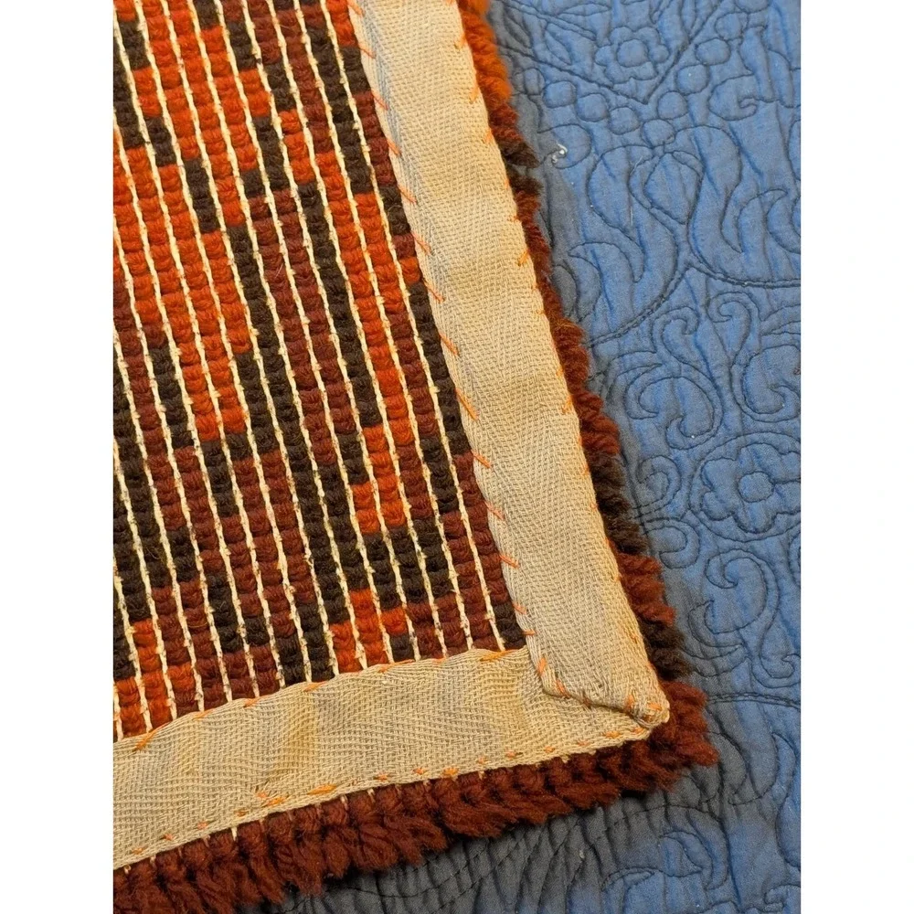 Vintage 70s Geese in Flight Latch Hook Rug Wall Hanging Sunset 24x18 Ready to...